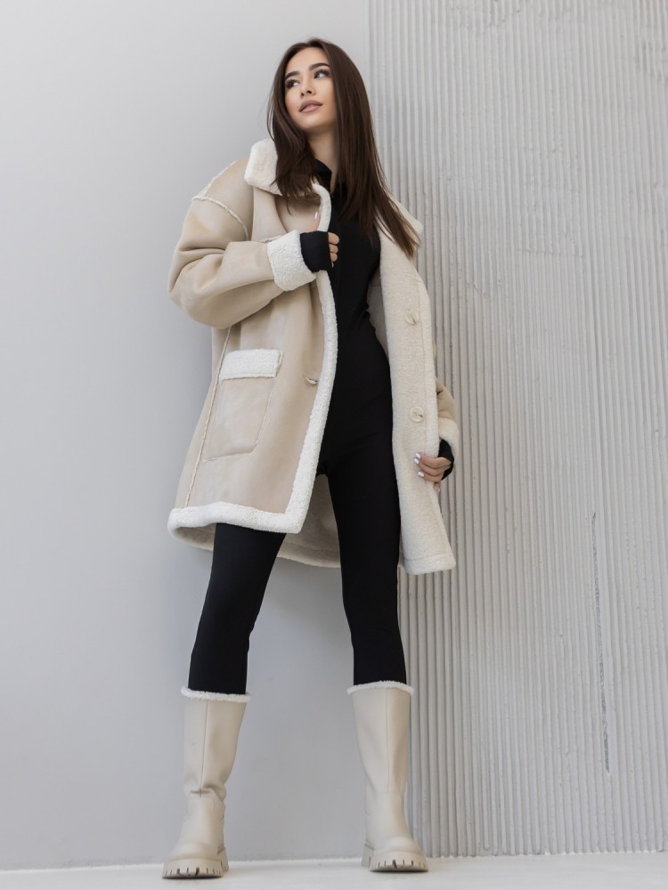 Winter sheepskin coat Iceland midi length 44 - kovash.com.ua 06