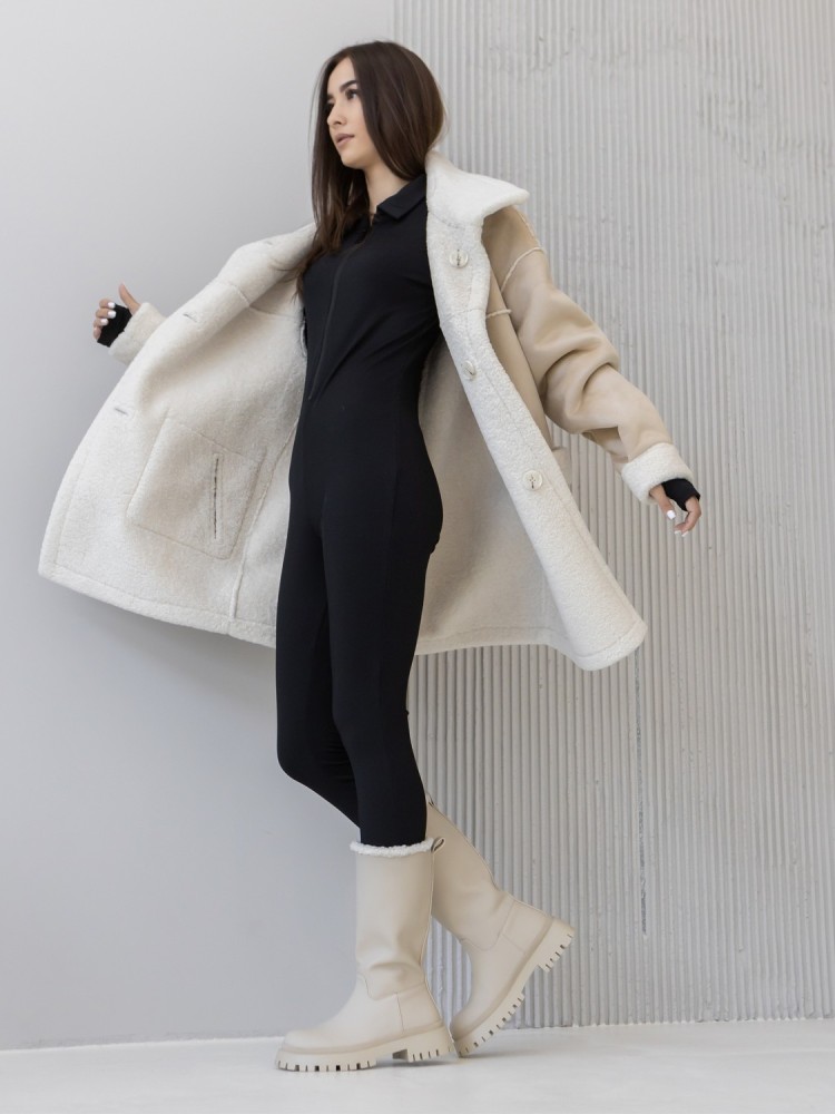 Winter sheepskin coat Iceland midi length - kovash.com.ua 05