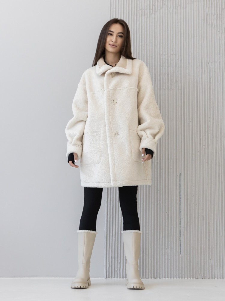 Winter sheepskin coat Iceland midi length - kovash.com.ua 03