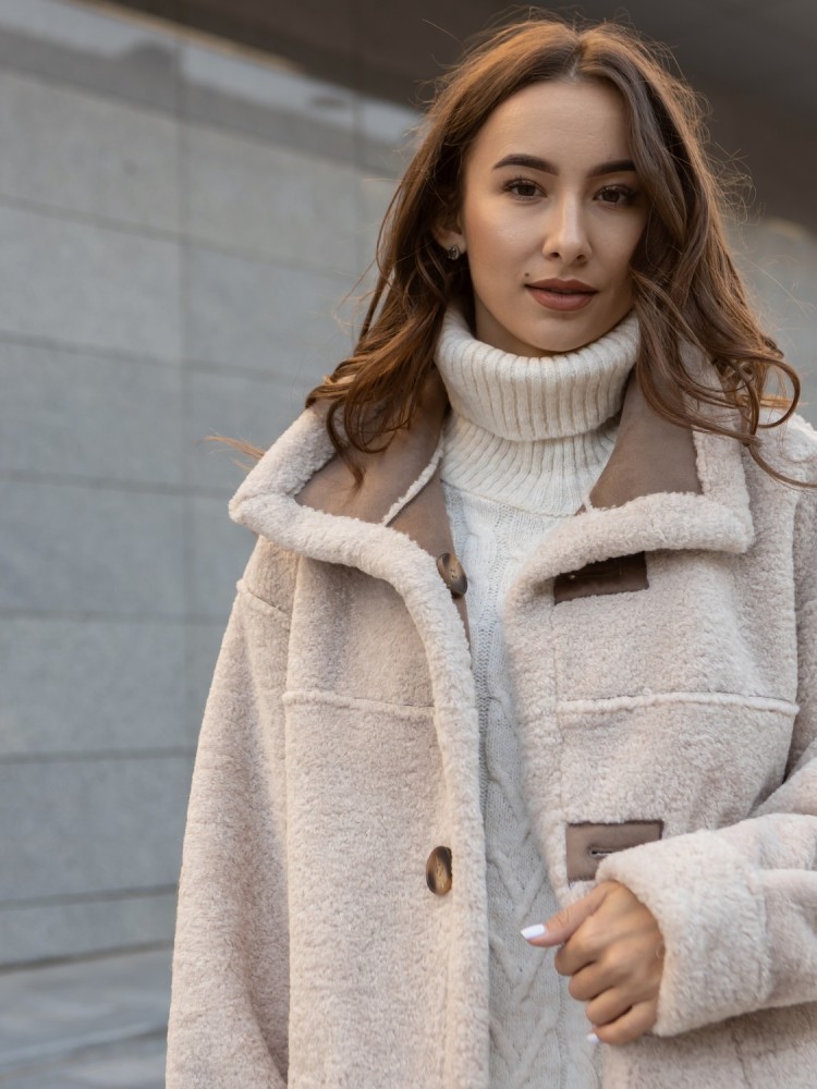 Winter sheepskin coat Iceland midi length - kovash.com.ua 05