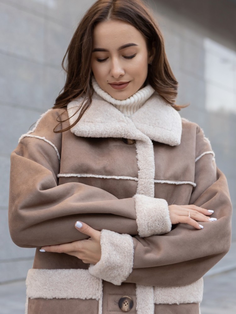 Winter sheepskin coat Iceland midi length - kovash.com.ua 04