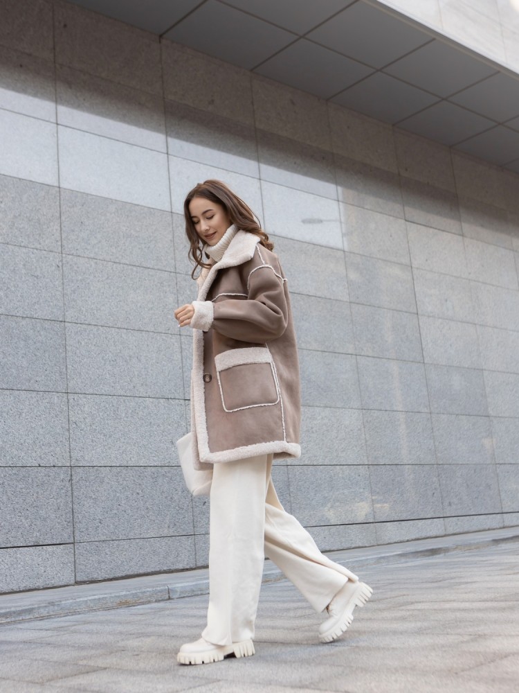 Winter sheepskin coat Iceland midi length - kovash.com.ua 02