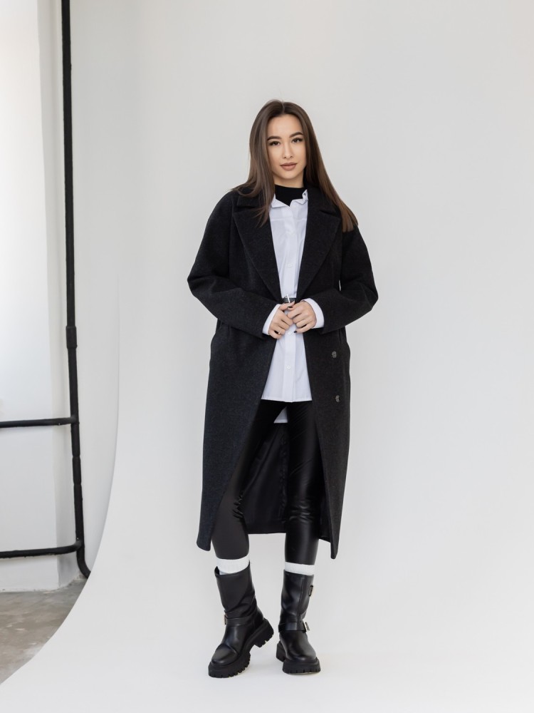 Tango winter long coat of loose fit made of melange fabric - kovash.com.ua 05