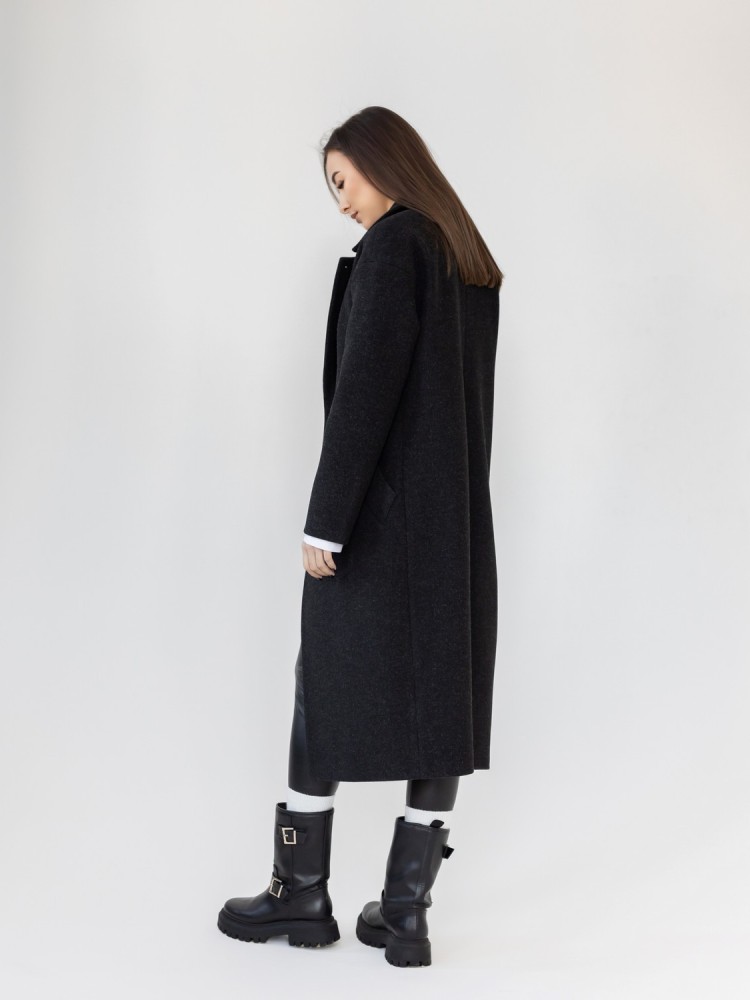 Tango winter long coat of loose fit made of melange fabric - kovash.com.ua 02