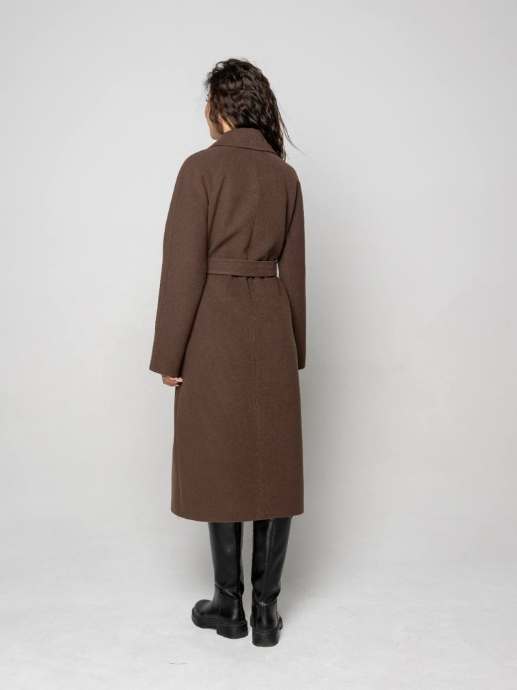 Demi-season Iris coat in chocolate color, midi length. 42 - kovash.com.ua 02
