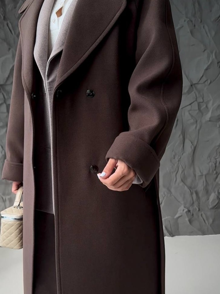 Long oversized coat Fig cashmere dark chocolate - kovash.com.ua 05