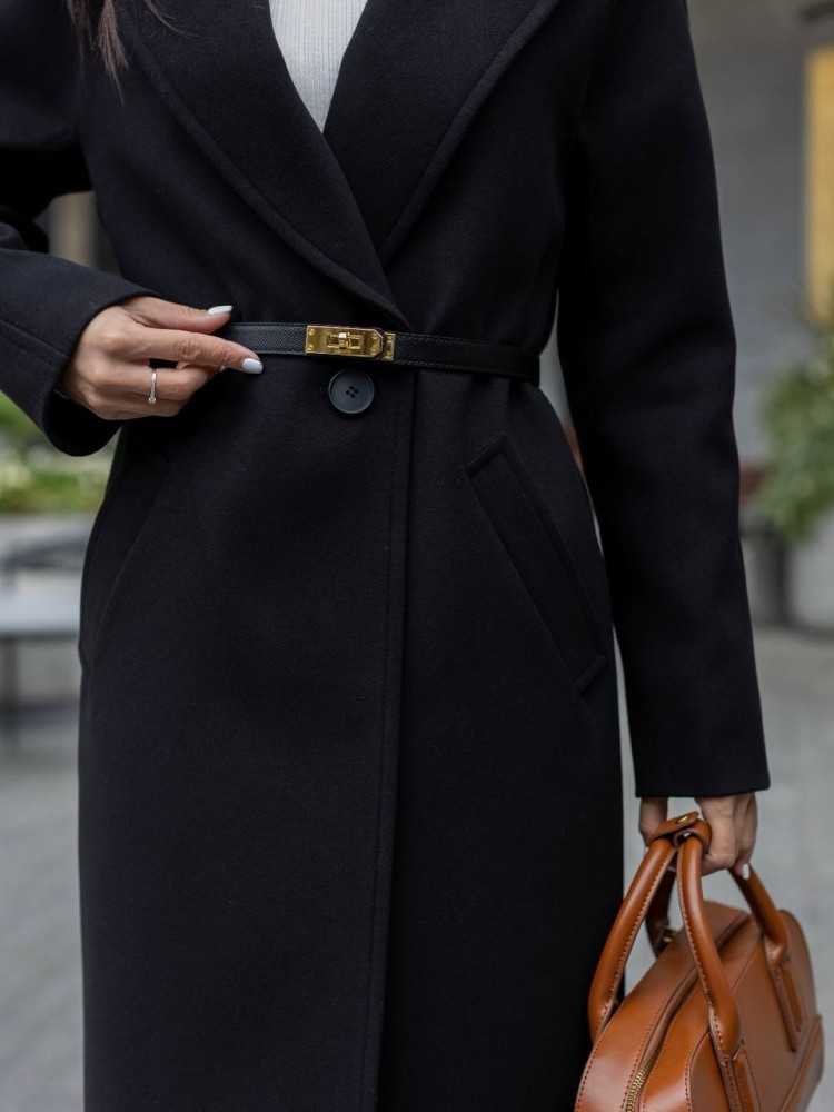 Demi-season Iris coat in black color, midi length. - kovash.com.ua 03