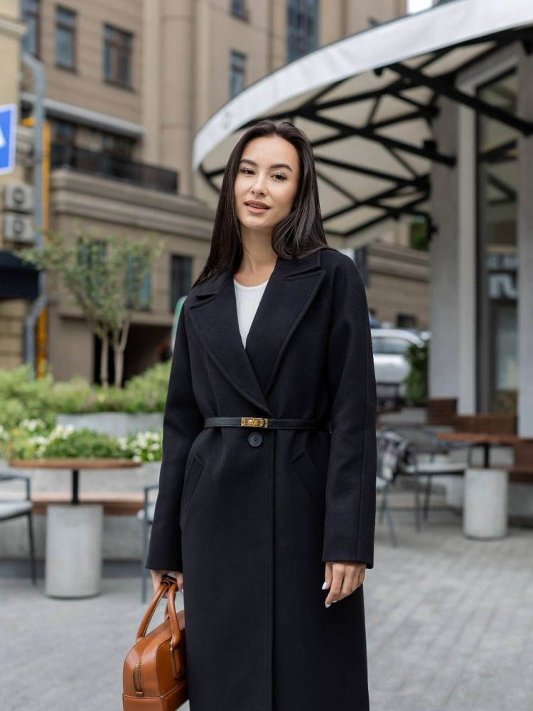 Demi-season Iris coat in black color, midi length. - kovash.com.ua 05