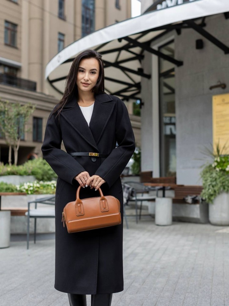 Demi-season Iris coat in black color, midi length. - kovash.com.ua 06