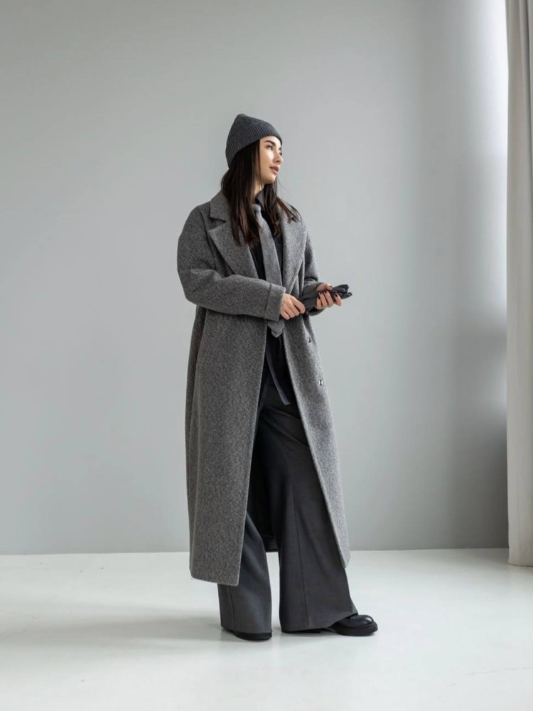 Пальто длины макси Марсель, ангора диагональ, серый цвет - kovash.com.ua 07