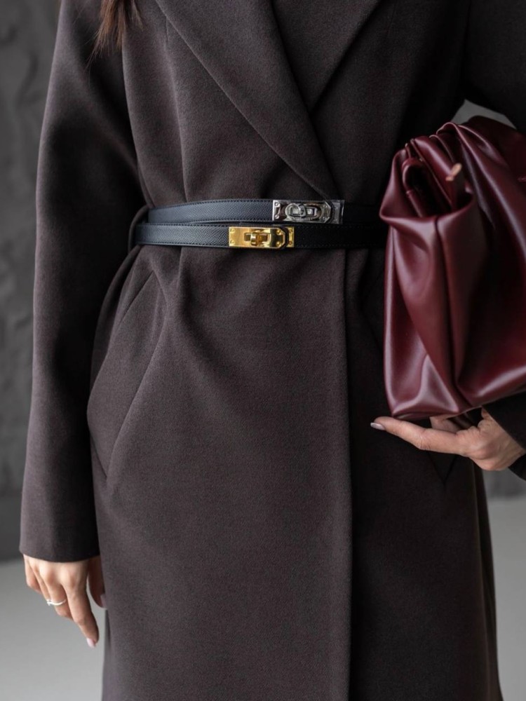 Довге пальто Текіла з розрізами  кашемір темного шоколаду 42 - kovash.com.ua 06