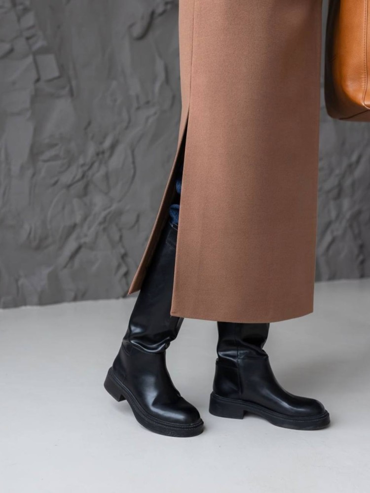 Довге пальто Текіла з розрізами кашемір коньяк 42 - kovash.com.ua 02