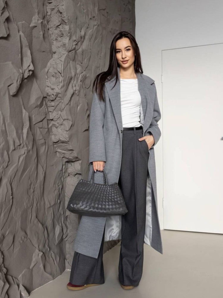 Довге пальто Текіла з розрізами сірий кашемір 42 - kovash.com.ua 06