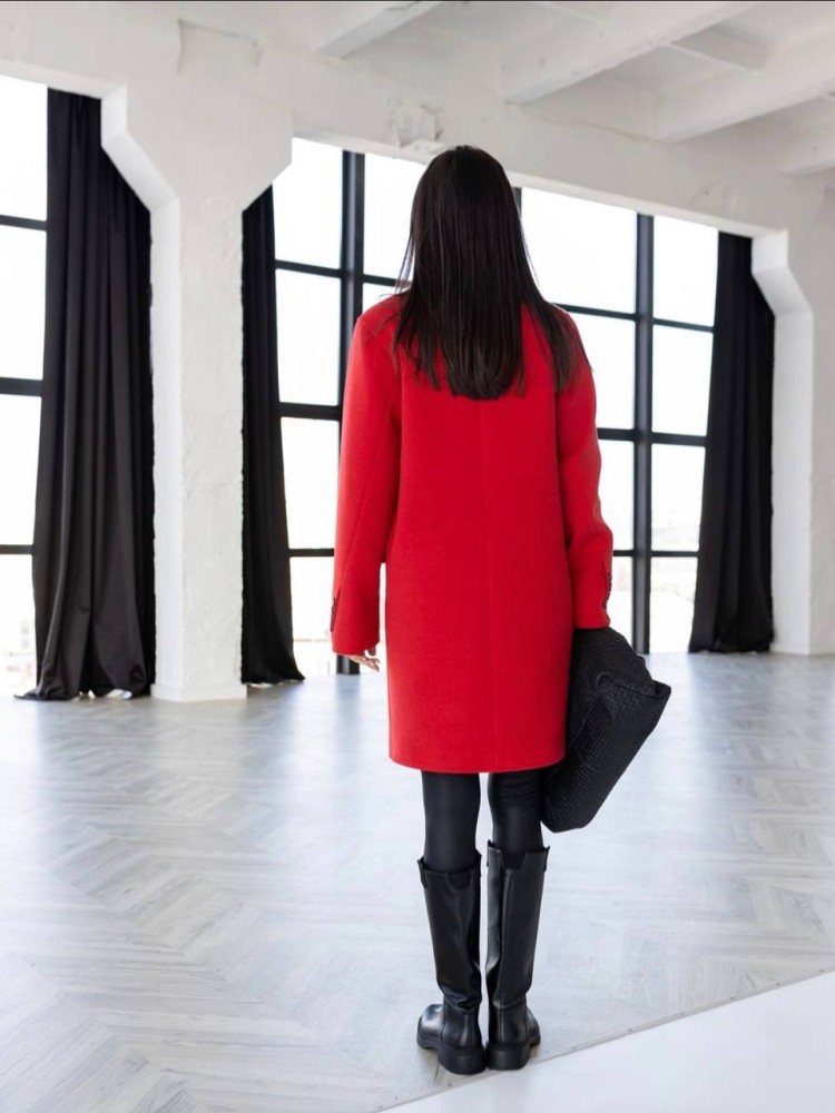 Демісезонне вкорочене пальто Мохіто кашемір червоний - kovash.com.ua 02