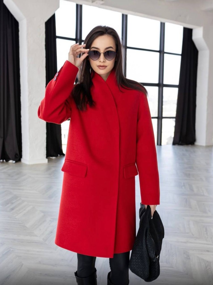 Демісезонне вкорочене пальто Мохіто кашемір червоний - kovash.com.ua 04