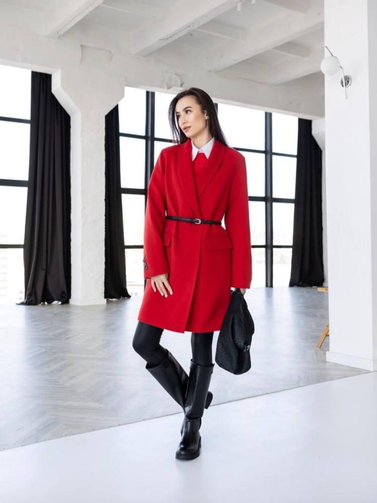 Демісезонне вкорочене пальто Мохіто кашемір червоний - kovash.com.ua 06