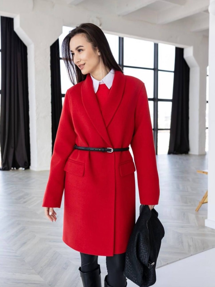 Демісезонне вкорочене пальто Мохіто кашемір червоний - kovash.com.ua 08