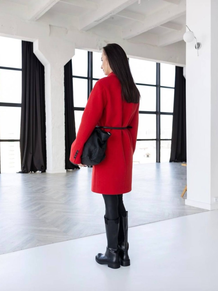 Демісезонне вкорочене пальто Мохіто кашемір червоний - kovash.com.ua 09