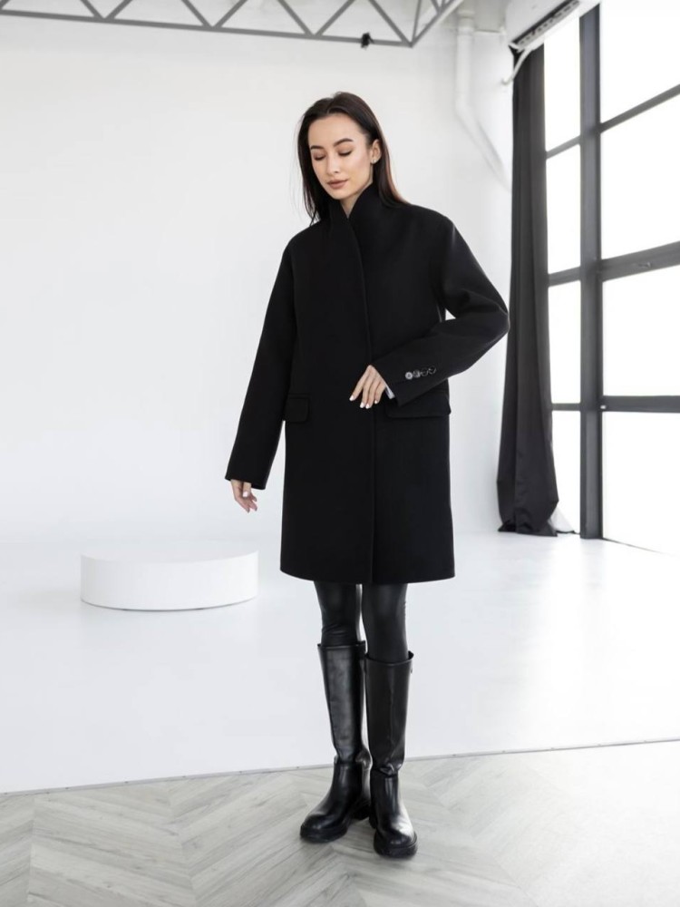 Демісезонне вкорочене пальто Мохіто кашемір чорний - kovash.com.ua 06