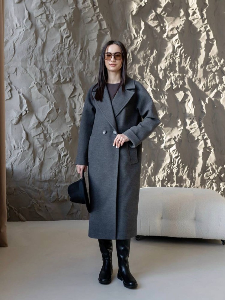 Довге пальто Прованс графітове з кашеміру - kovash.com.ua 02