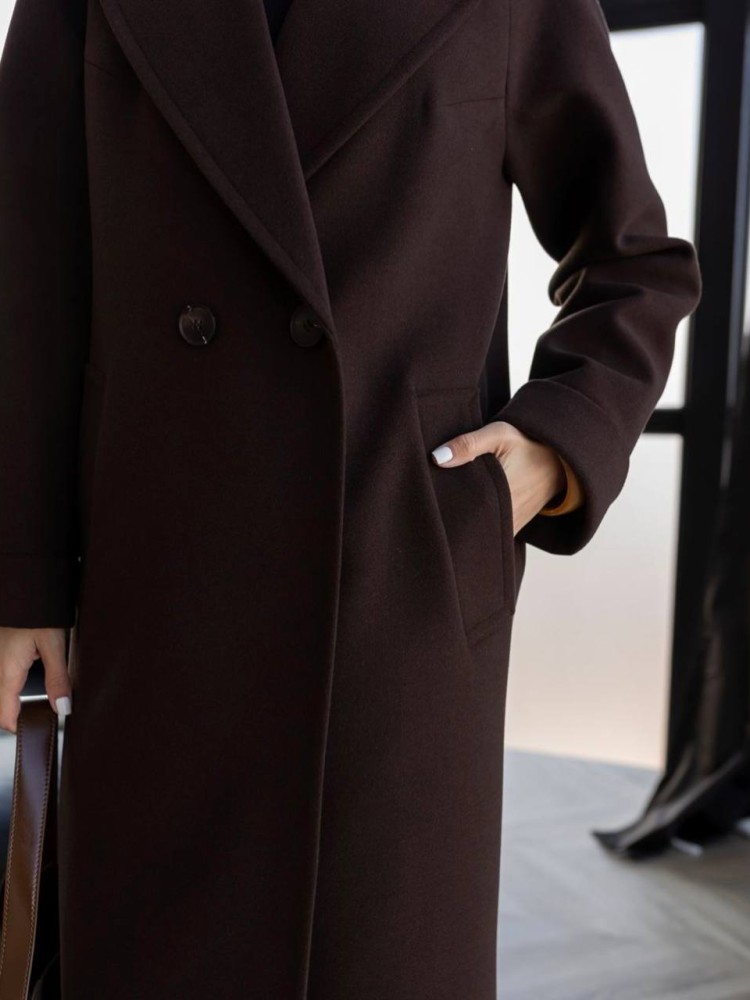 Довге пальто Прованс коричневе з кашеміру - kovash.com.ua 03