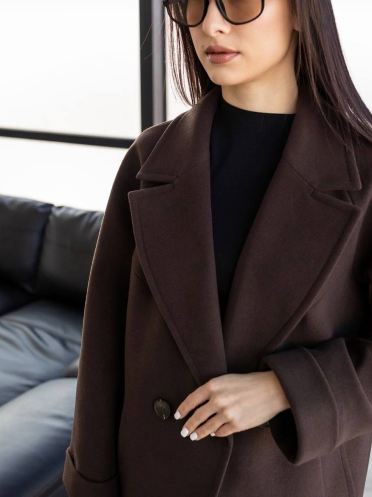 Довге пальто Прованс коричневе з кашеміру - kovash.com.ua 05