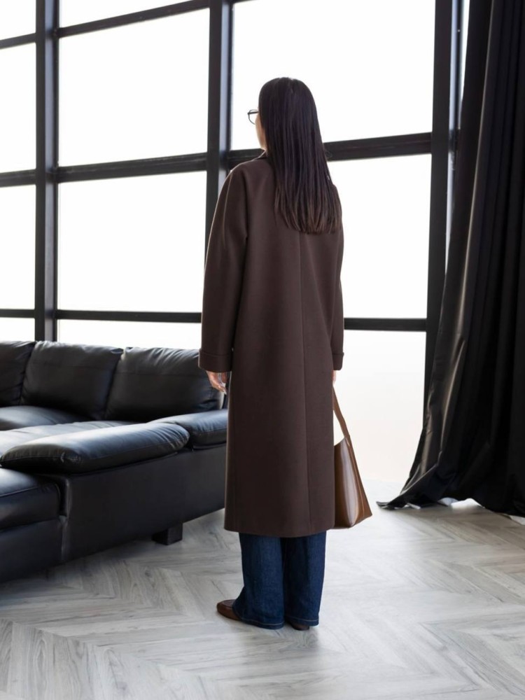 Довге пальто Прованс коричневе з кашеміру - kovash.com.ua 06
