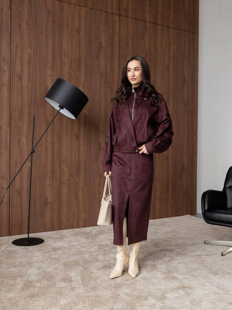 Костюм Дюна з еко-замші в кольорі бургунді 42 - kovash.com.ua 14