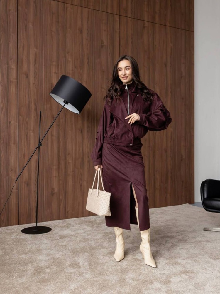 Костюм Дюна з еко-замші в кольорі бургунді 42 - kovash.com.ua 15