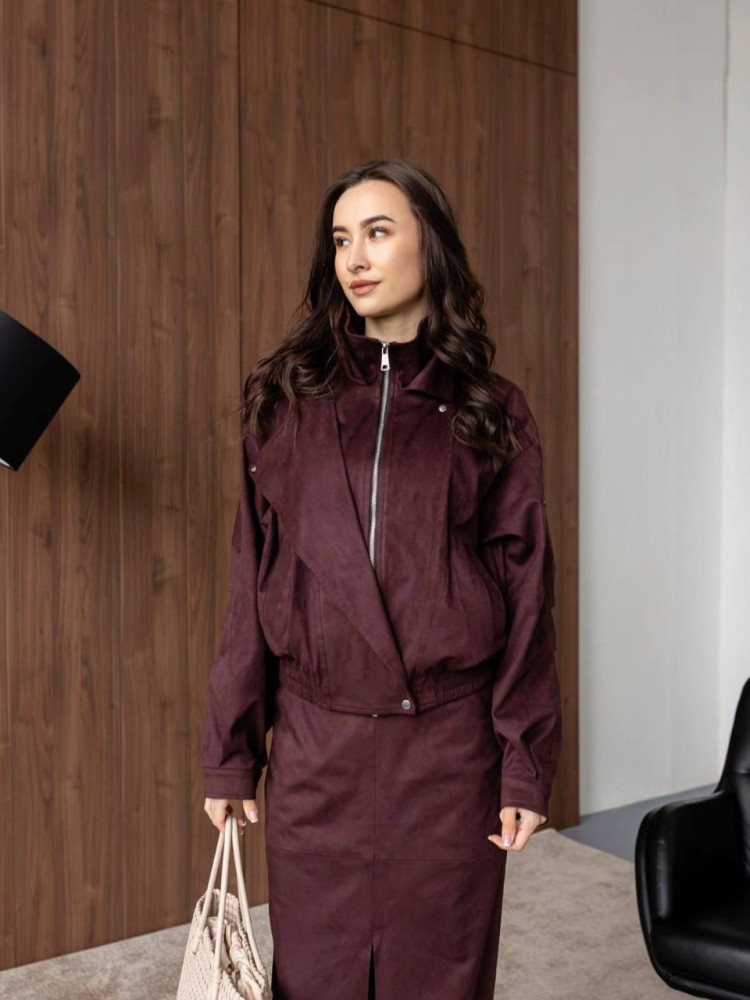 Костюм Дюна з еко-замші в кольорі бургунді 42 - kovash.com.ua 06