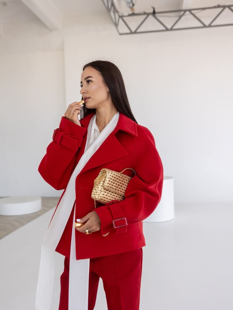 Короткое пальто Дольче из красного кашемира - kovash.com.ua 11