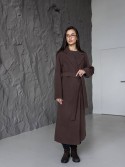 Довге пальто Текіла з розрізами шоколадний кашемір 44 - kovash.com.ua 01