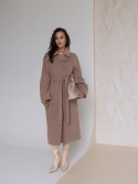 Довге кашемірове пальто «Юна» з коміром-сорочкою в кольорі беж 48 - kovash.com.ua 01