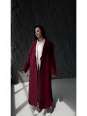 Довге Пальто Текіла меланж бордо на запах з розрізами 48 - kovash.com.ua 01