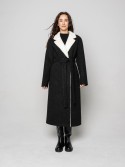 Длинное зимнее пальто Тиффани чёрный меланж 42 - kovash.com.ua 01
