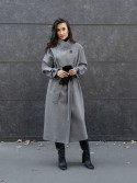 Длинное графитовое зимнее пальто Шампань из твида. 52 - kovash.com.ua 01