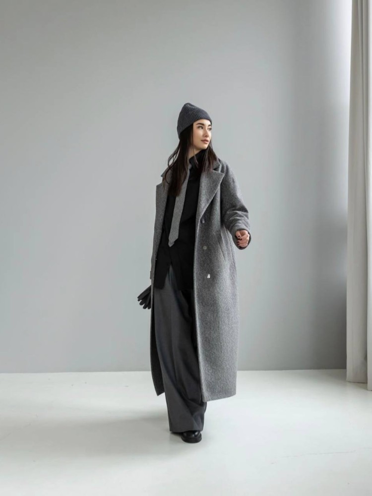 Maxi-length coat “Marseille”, diagonal angora, grey, winter 46 - kovash.com.ua 