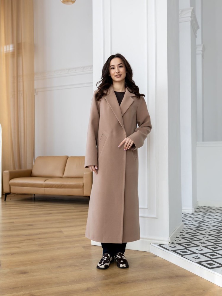 Long Wrap Coat Tequila with Side Slits 42 - kovash.com.ua 01 