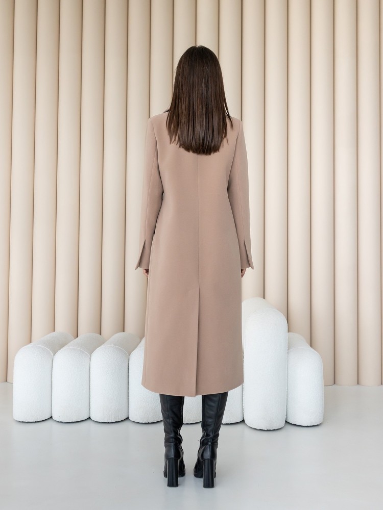 Christy Beige Double Breasted Midi Coat 50 - kovash.com.ua 