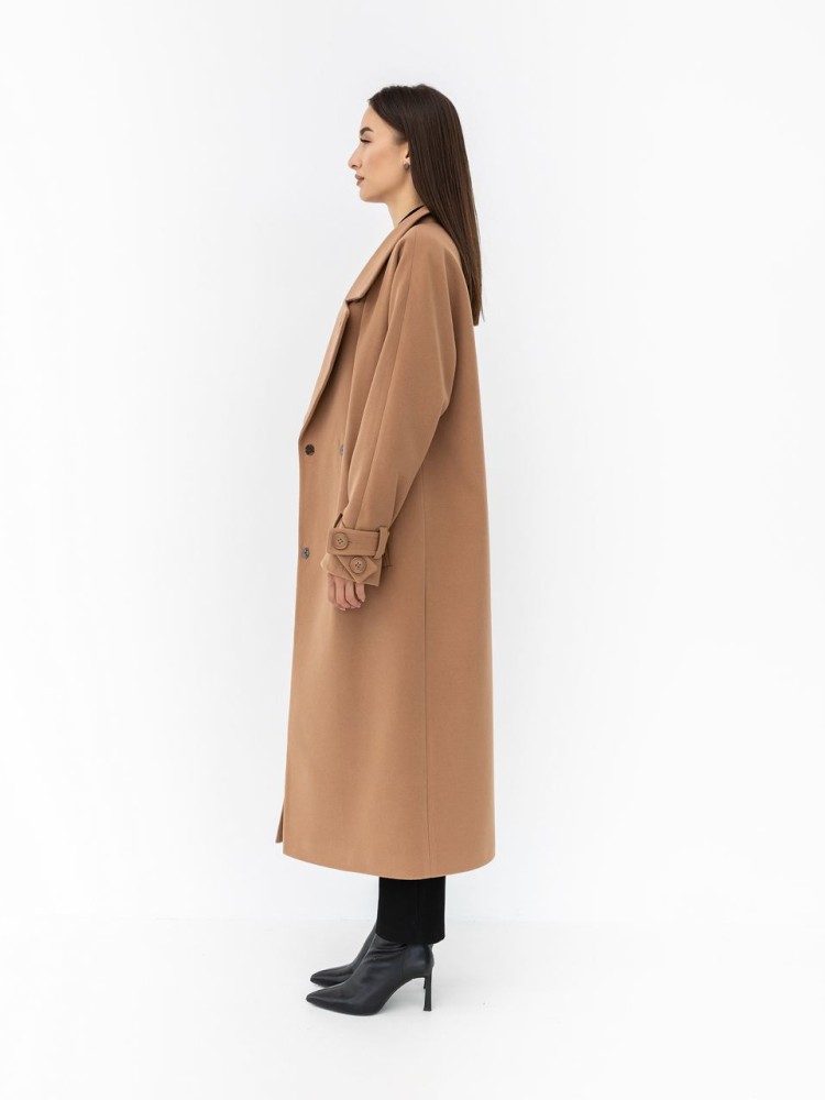 Long winter cashmere coat Champagne in camel color 52 - kovash.com.ua 