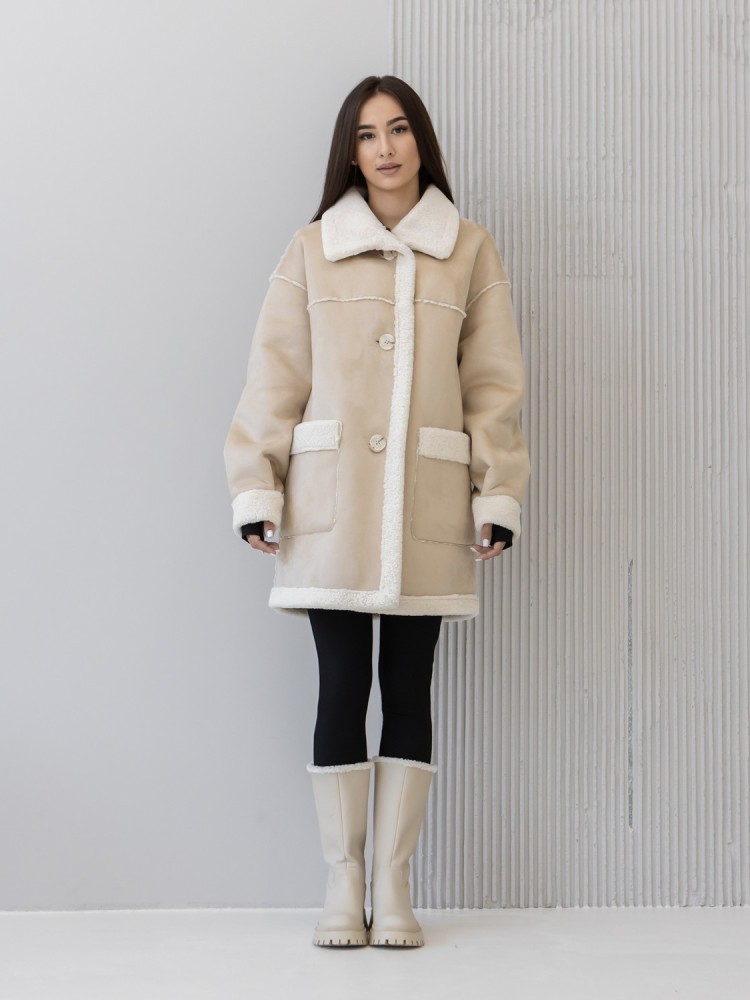 Winter sheepskin coat Iceland midi length 44 - kovash.com.ua 01 