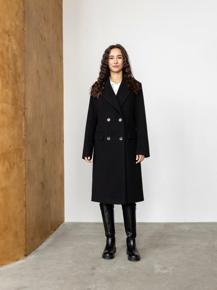 Демісезонне пальто міді Кармен кашемір чорний 44 - kovash.com.ua 