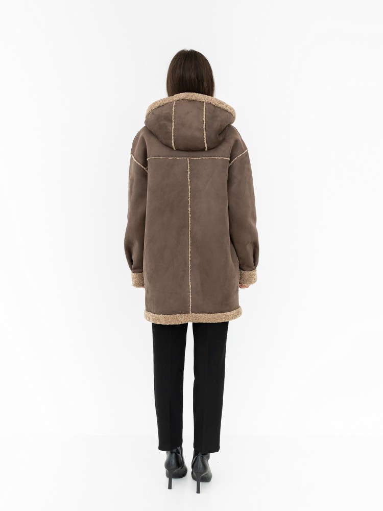 Iceland winter sheepskin coat with a midi length hood 42 - kovash.com.ua 