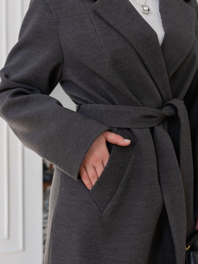 Long Wrap Coat Tequila with Side Slits 42 - kovash.com.ua 