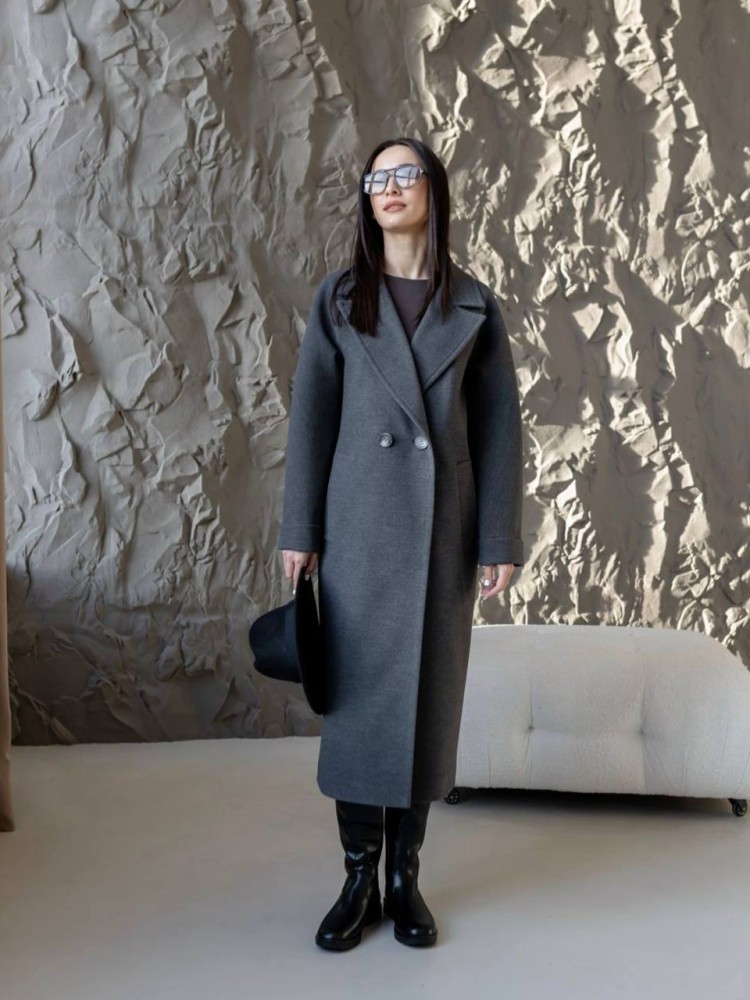 Довге пальто Прованс графітове з кашеміру 46 - kovash.com.ua 01 