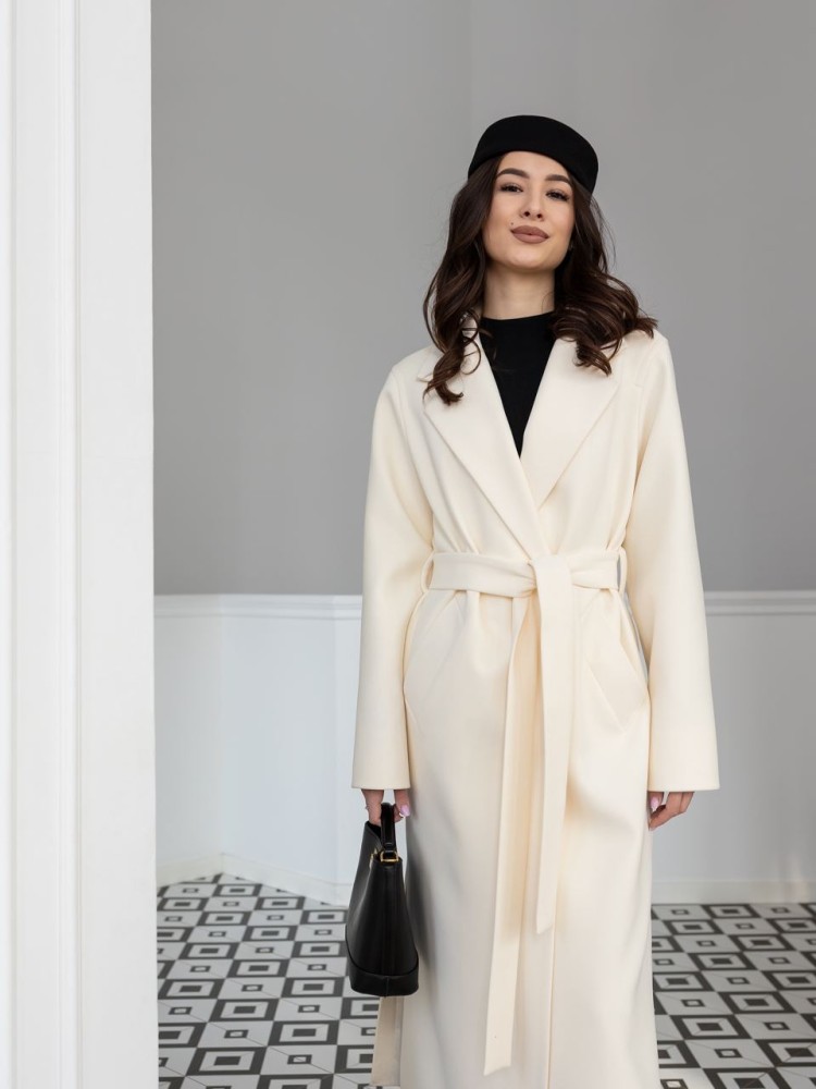 Long Wrap Coat Tequila with Side Slits 42 - kovash.com.ua 