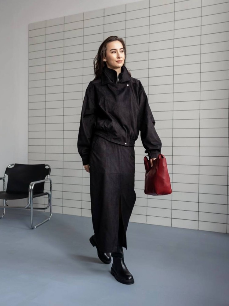 Костюм Дюна з еко-замші в чорному кольорі - kovash.com.ua 