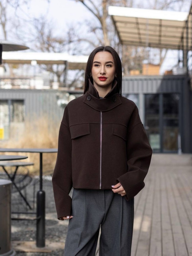 Шоколадный бомбер Зара из кашемира 42 - kovash.com.ua 01 