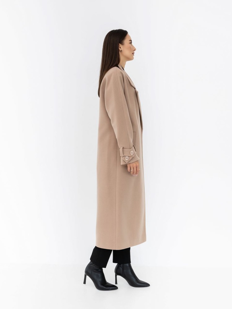 Long beige winter cashmere coat Champagne 52 - kovash.com.ua 