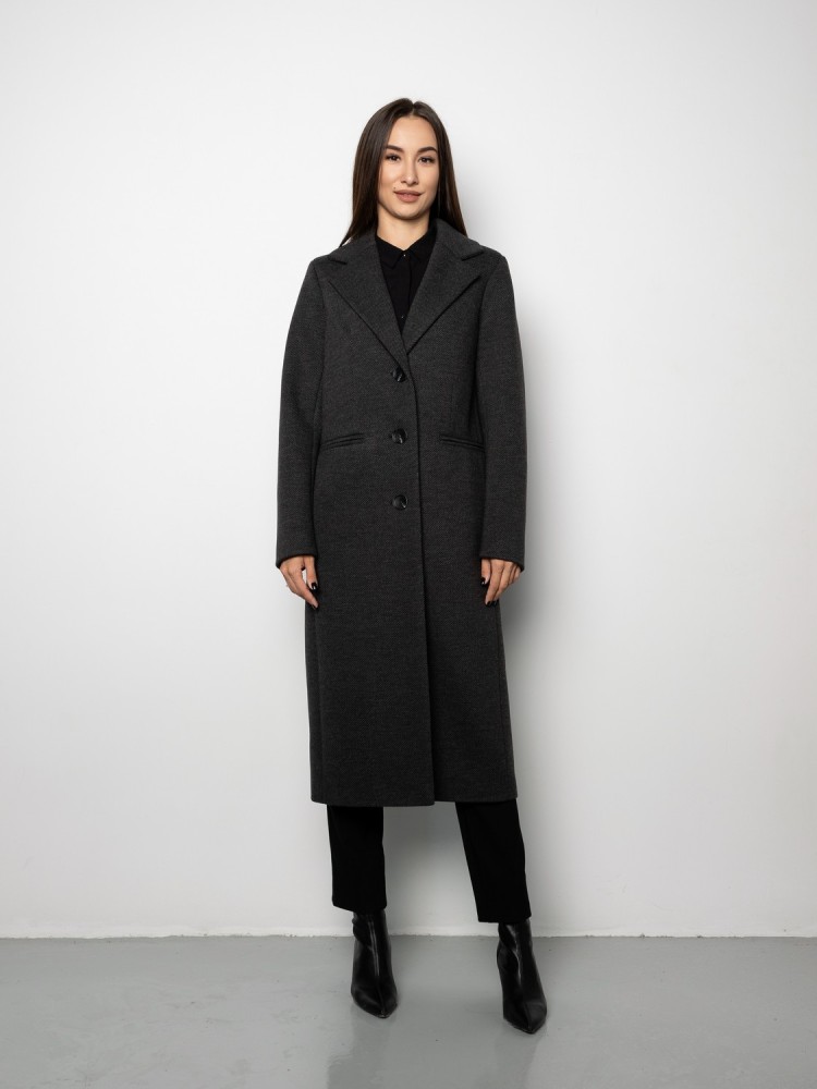 Dark gray check coat with broad shoulders by Prada 44 - kovash.com.ua 01 